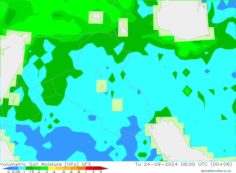 Volumetric Soil Moisture GFS Ter 24.09.2024 06 UTC