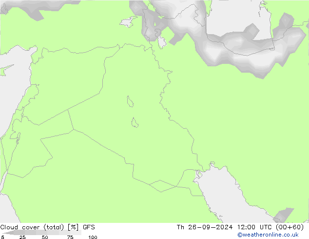 Bulutlar (toplam) GFS Per 26.09.2024 12 UTC