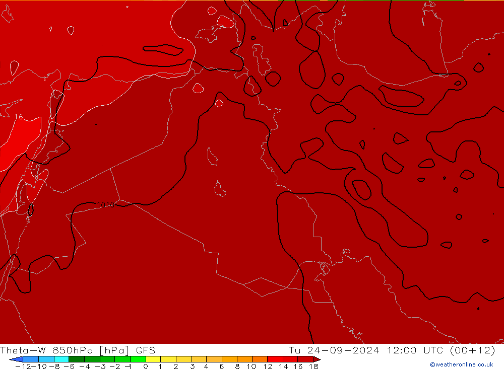 Theta-W 850hPa GFS di 24.09.2024 12 UTC