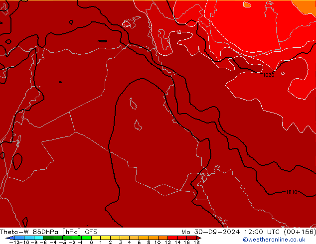 Theta-W 850hPa GFS Seg 30.09.2024 12 UTC