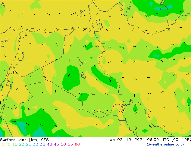 Wind 10 m GFS wo 02.10.2024 06 UTC