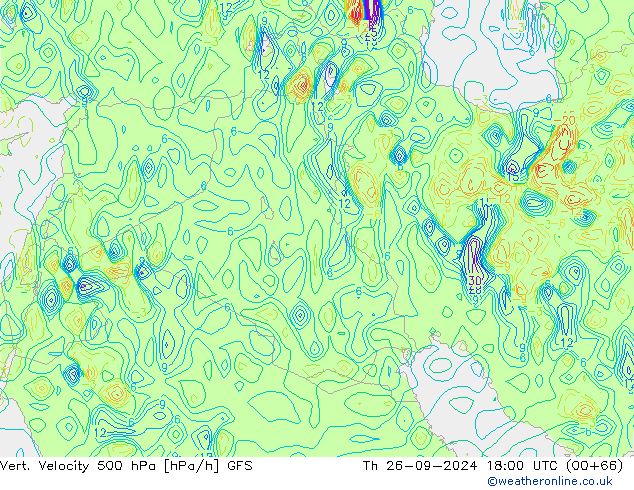 500 hPa Dikey Hız GFS Per 26.09.2024 18 UTC