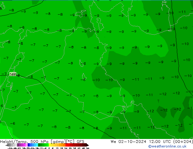 Height/Temp. 500 hPa GFS St 02.10.2024 12 UTC