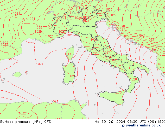 GFS: Po 30.09.2024 06 UTC