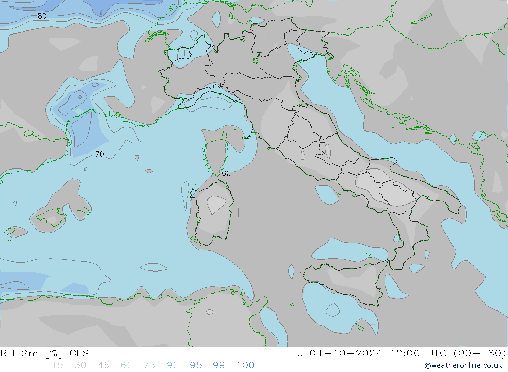 RV 2m GFS di 01.10.2024 12 UTC