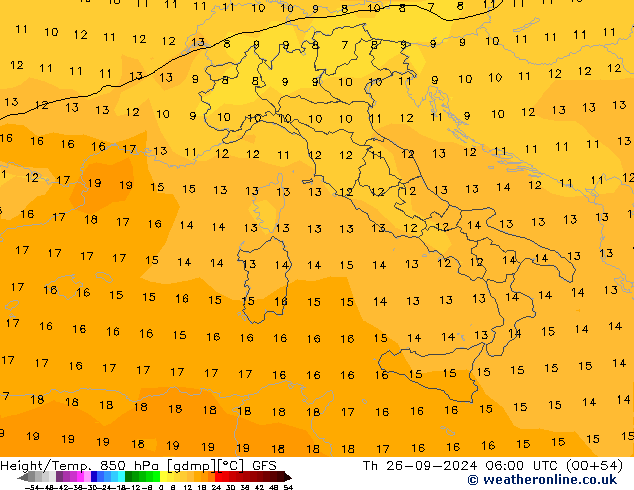 Height/Temp. 850 hPa GFS Do 26.09.2024 06 UTC