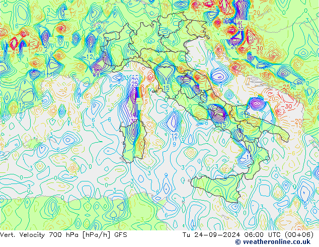 Vert. Velocity 700 hPa GFS Tu 24.09.2024 06 UTC