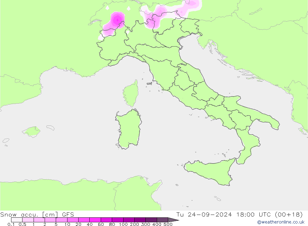 Snow accu. GFS mar 24.09.2024 18 UTC