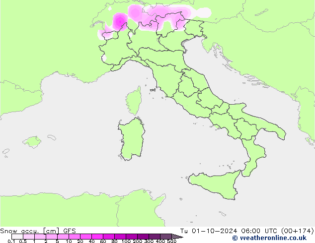 Schneemenge GFS Di 01.10.2024 06 UTC