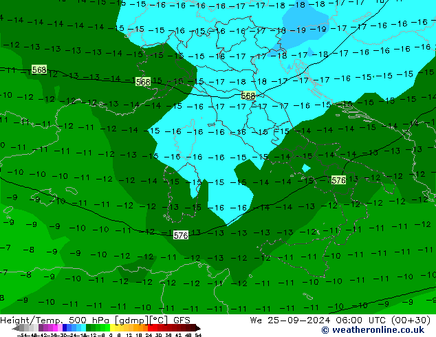 Z500/Rain (+SLP)/Z850 GFS We 25.09.2024 06 UTC