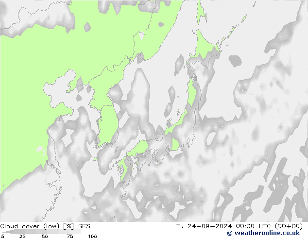 nuvens (baixo) GFS Ter 24.09.2024 00 UTC