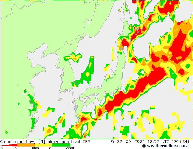 Cloud base (low) GFS pt. 27.09.2024 12 UTC