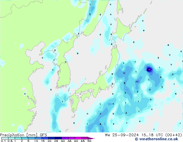 Srážky GFS St 25.09.2024 18 UTC