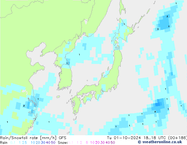 Regen/Sneeuwval GFS di 01.10.2024 18 UTC