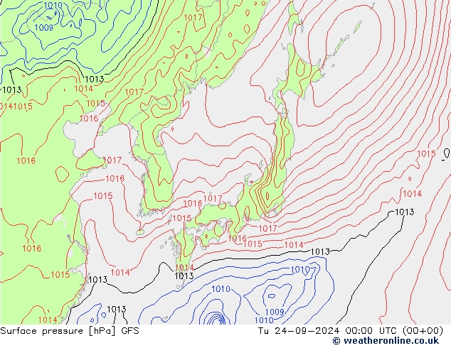 Surface pressure GFS Tu 24.09.2024 00 UTC