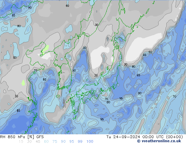 Humedad rel. 850hPa GFS mar 24.09.2024 00 UTC