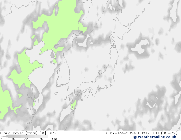 облака (сумма) GFS пт 27.09.2024 00 UTC