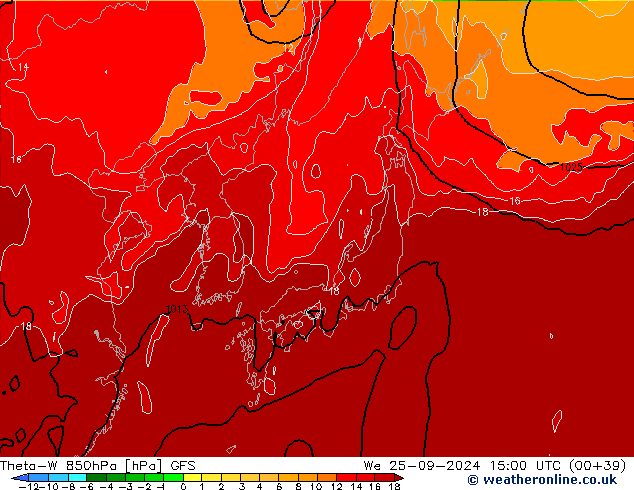 Theta-W 850hPa GFS St 25.09.2024 15 UTC