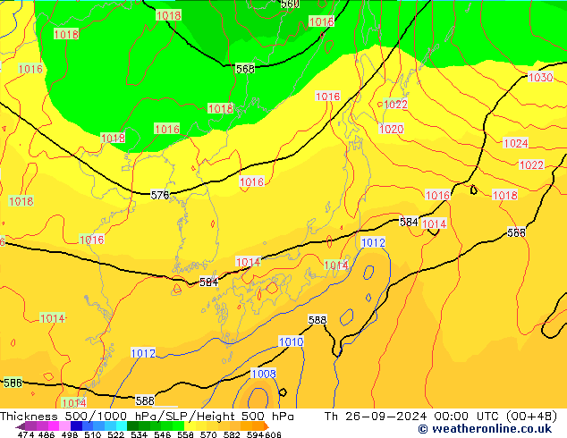 Thck 500-1000hPa GFS Th 26.09.2024 00 UTC