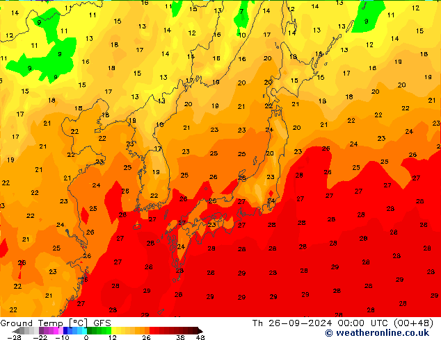 Ground Temp GFS Th 26.09.2024 00 UTC