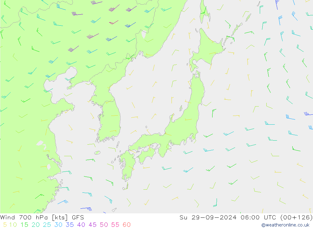 Wind 700 hPa GFS Su 29.09.2024 06 UTC