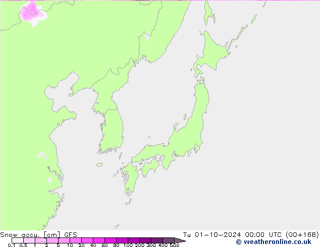 Toplam Kar GFS Sa 01.10.2024 00 UTC