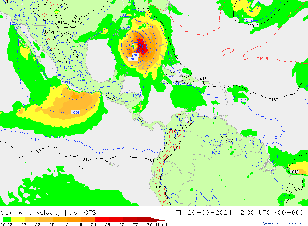 Max. wind velocity GFS Th 26.09.2024 12 UTC