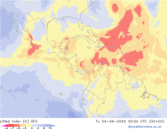 Indice de soulèvement GFS mar 24.09.2024 00 UTC