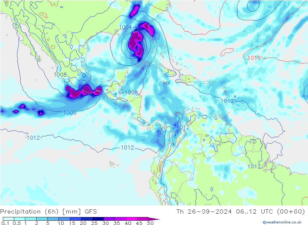 Precipitação (6h) GFS Qui 26.09.2024 12 UTC