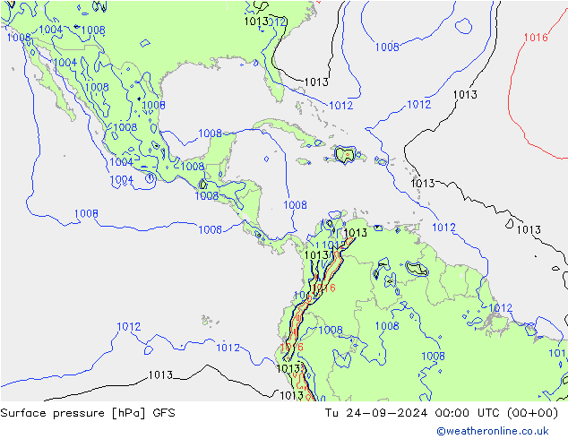 Surface pressure GFS Tu 24.09.2024 00 UTC