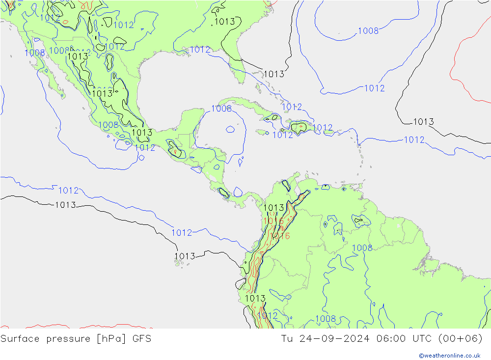 Surface pressure GFS Tu 24.09.2024 06 UTC