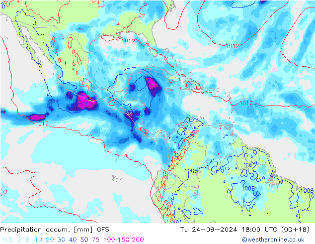 Precipitation accum. GFS Tu 24.09.2024 18 UTC