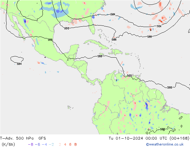 T-Adv. 500 hPa GFS mar 01.10.2024 00 UTC