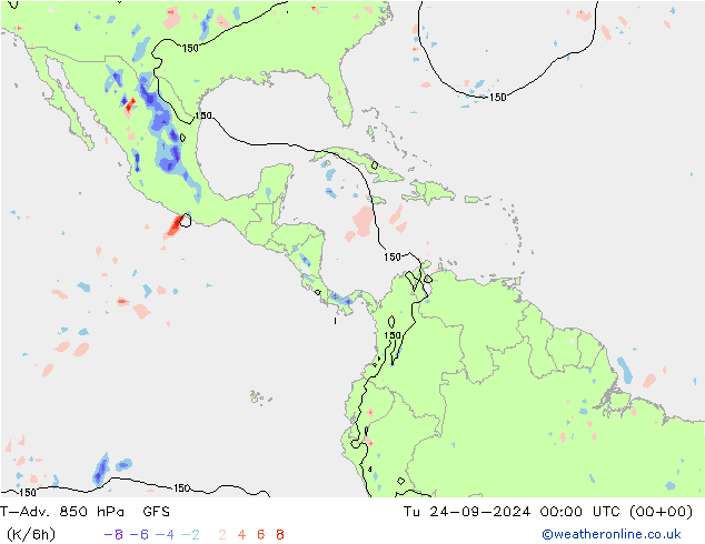 T-Adv. 850 hPa GFS  24.09.2024 00 UTC