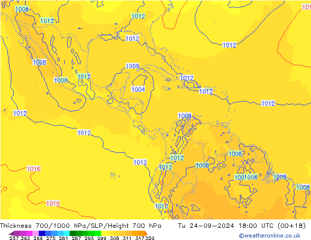 Thck 700-1000 hPa GFS Ter 24.09.2024 18 UTC