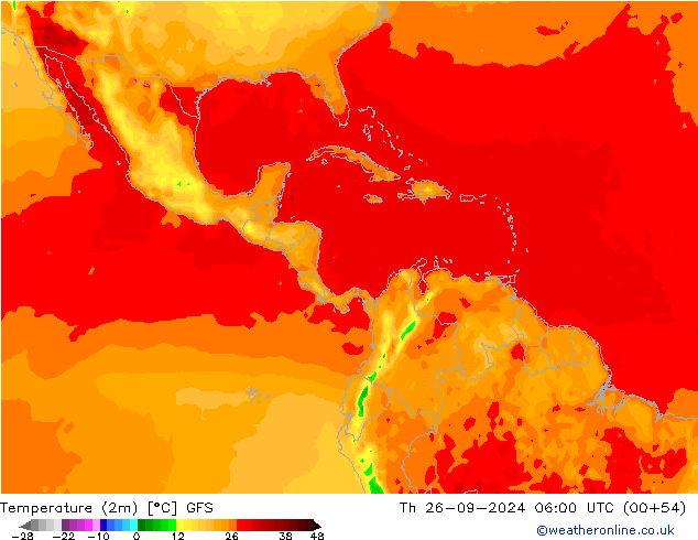 Temperature (2m) GFS Čt 26.09.2024 06 UTC