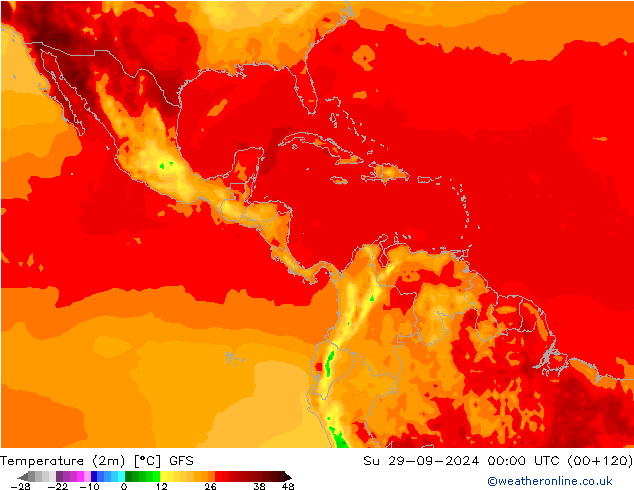 Temperatura (2m) GFS dom 29.09.2024 00 UTC