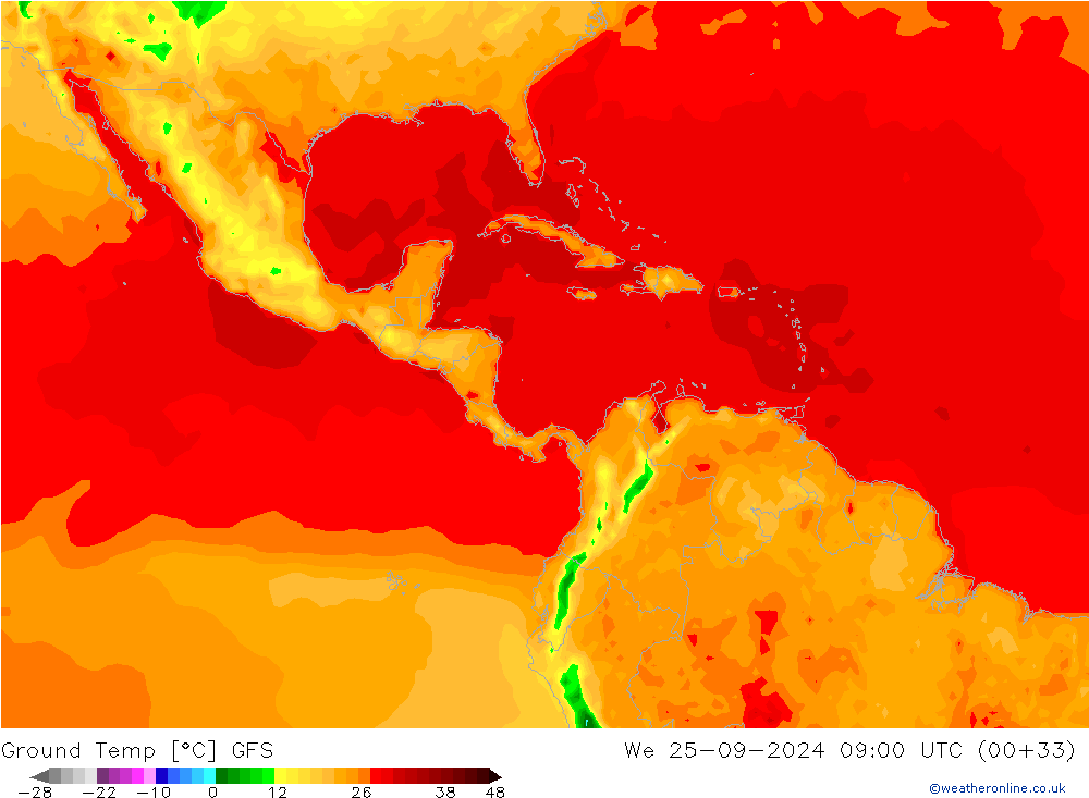 Ground Temp GFS We 25.09.2024 09 UTC