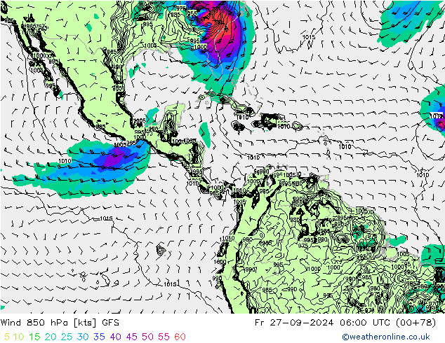  850 hPa GFS  27.09.2024 06 UTC