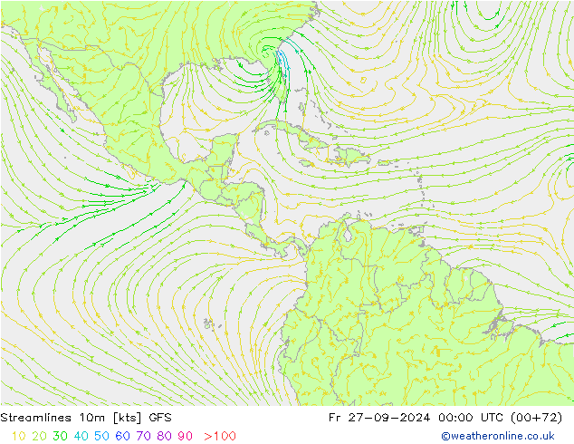 Streamlines 10m GFS Fr 27.09.2024 00 UTC