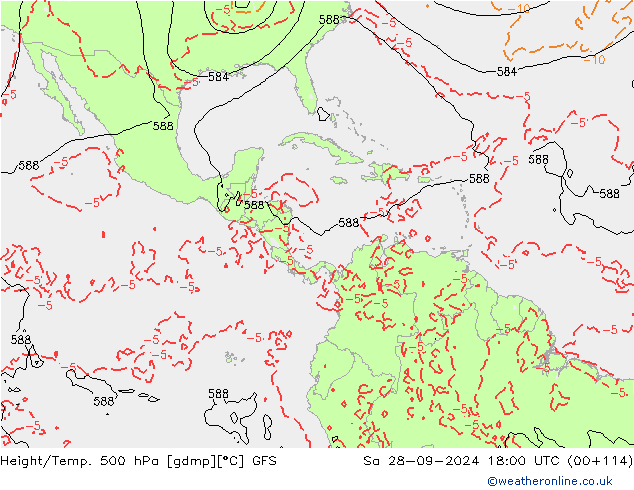 Z500/Rain (+SLP)/Z850 GFS Sa 28.09.2024 18 UTC