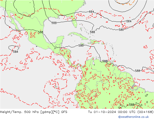 Z500/Rain (+SLP)/Z850 GFS вт 01.10.2024 00 UTC