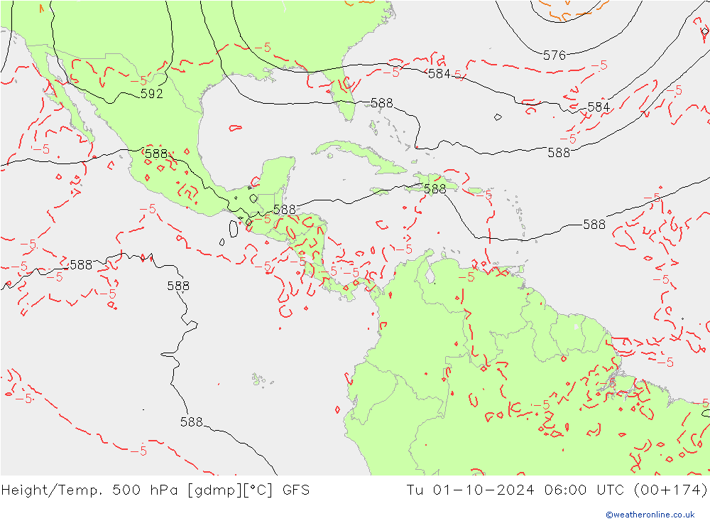 Height/Temp. 500 hPa GFS  01.10.2024 06 UTC