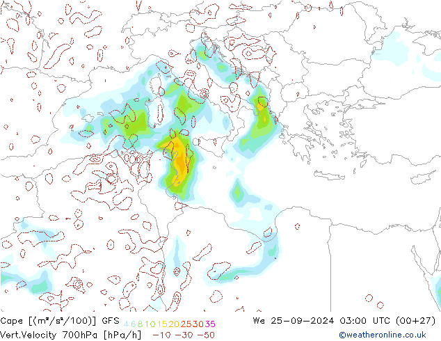 Cape GFS We 25.09.2024 03 UTC