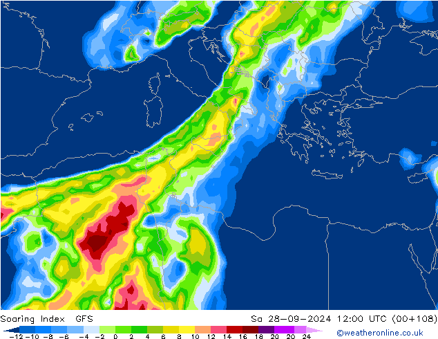 Soaring Index GFS so. 28.09.2024 12 UTC