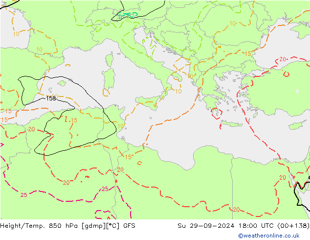 Z500/Rain (+SLP)/Z850 GFS dom 29.09.2024 18 UTC