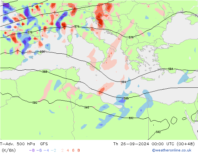 T-Adv. 500 hPa GFS Per 26.09.2024 00 UTC