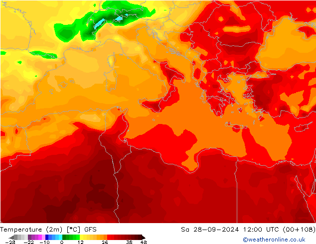 Temperatura (2m) GFS Settembre 2024