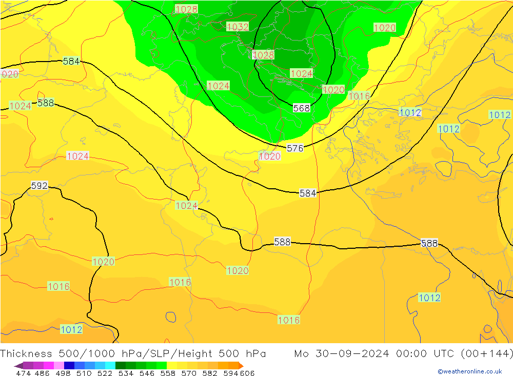 Thck 500-1000hPa GFS Mo 30.09.2024 00 UTC