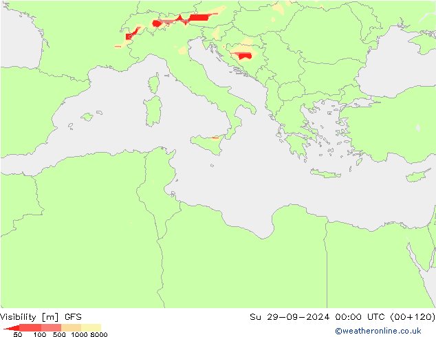 Visibility GFS Su 29.09.2024 00 UTC